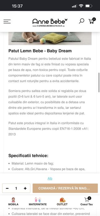 Pătuț bebe Baby Dream Azzurra