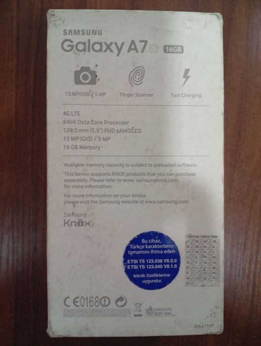 Samsung A 7  xotirasi 16 GB. Aplichatka bor. Aybi yoq.