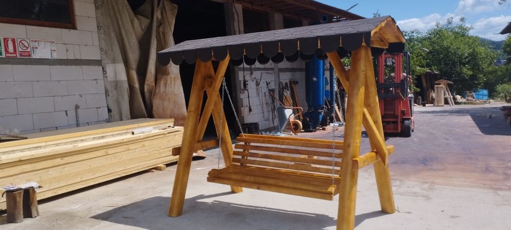 Leagan rustic din lemn masiv / balansoar lemn