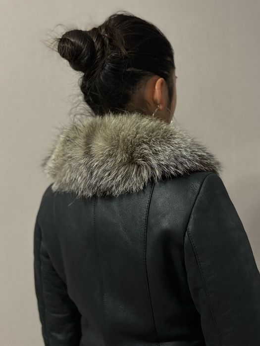 Дубленка кожаная чернобурка