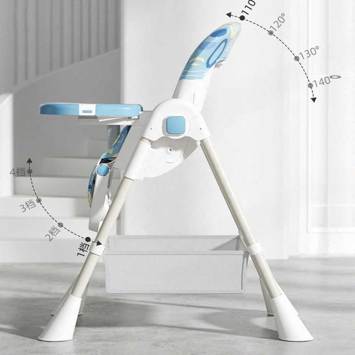 Scaun de masa reglabil Little Mom cu roti si cos pentru accesorii Blue