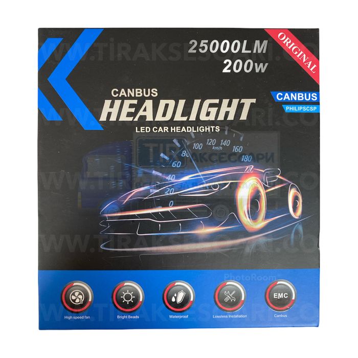 2бр. LED диодни Крушки H7 9-30V 200W 25000lm, LED система H7 CANBUS