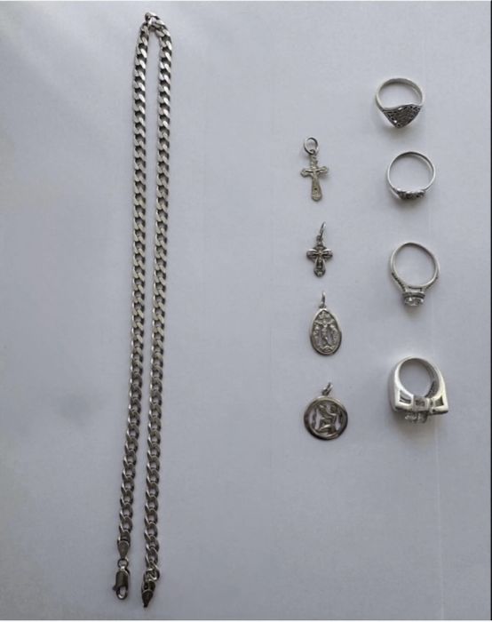 Серебро цепочка кулон кольцо