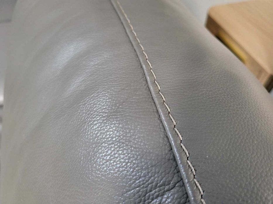 Сив кожен комплект дивани тройка и двойка с ел. релакс механизъм