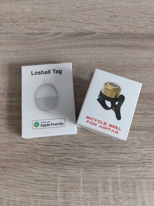 Set 5 tag-uri (AirTag) si Sonerie bicicleta pt AirTag + dispozitiv