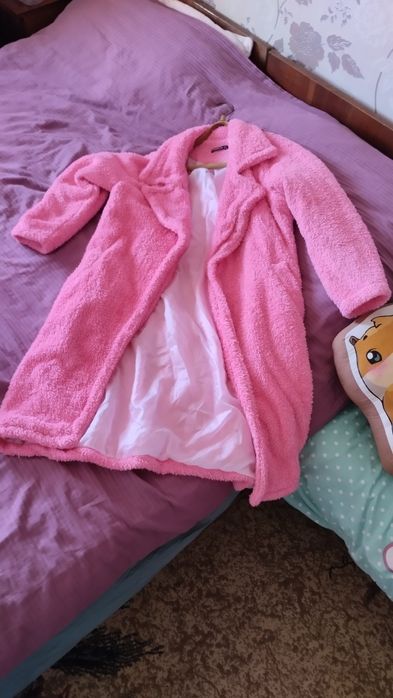 Шубка тедди ярко розовая