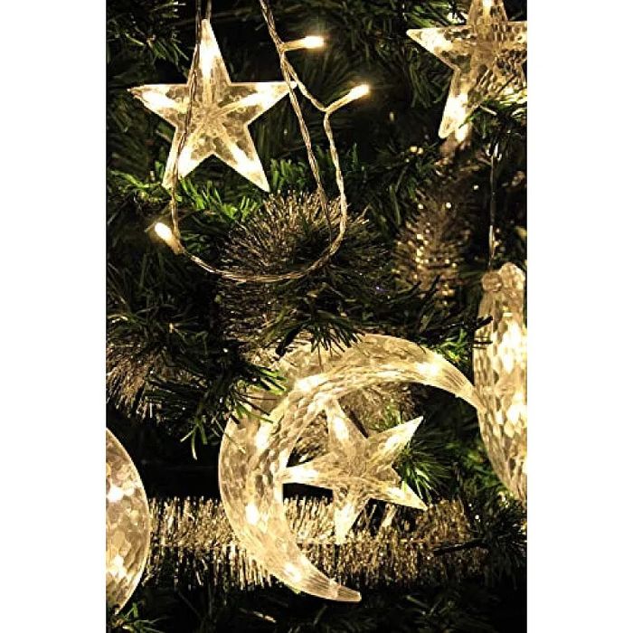 Instalatie 3m 12 Stelute + Luna LED Alb Cald tip ghirlanda