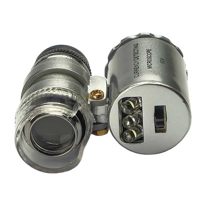 Джобен микроскоп N0.9882, в калъф, с LED и UV осветление, коефициент на увеличение 60X