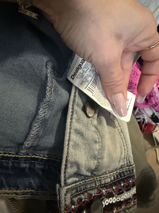 Geaca denim Desigual cu design motive etnice