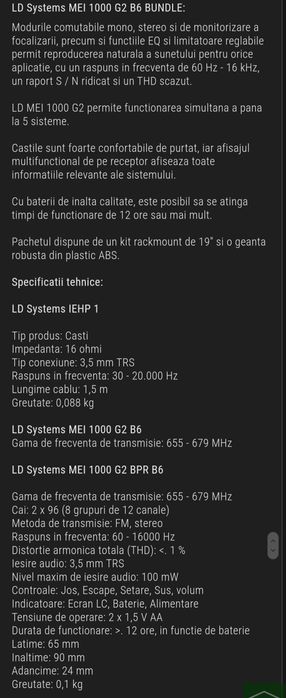 Vand casti monitorizare LD SYSTEMS MEI 1000 G2 B6