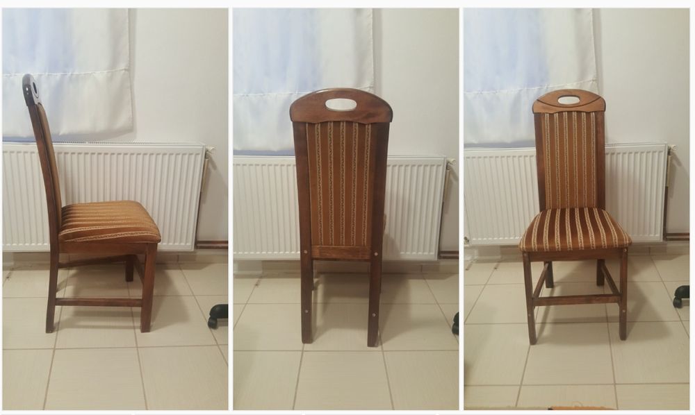 6 Scaune din lemn masiv tapițate.