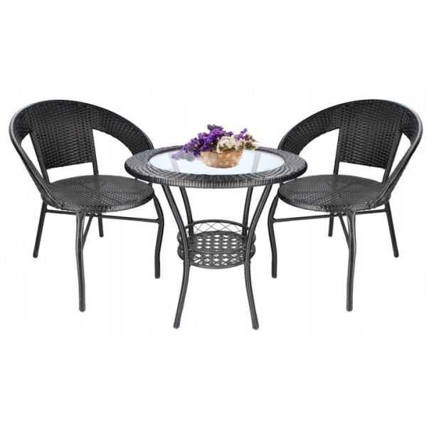 Градински Ратанов Комплект – 2 Стола с Маса