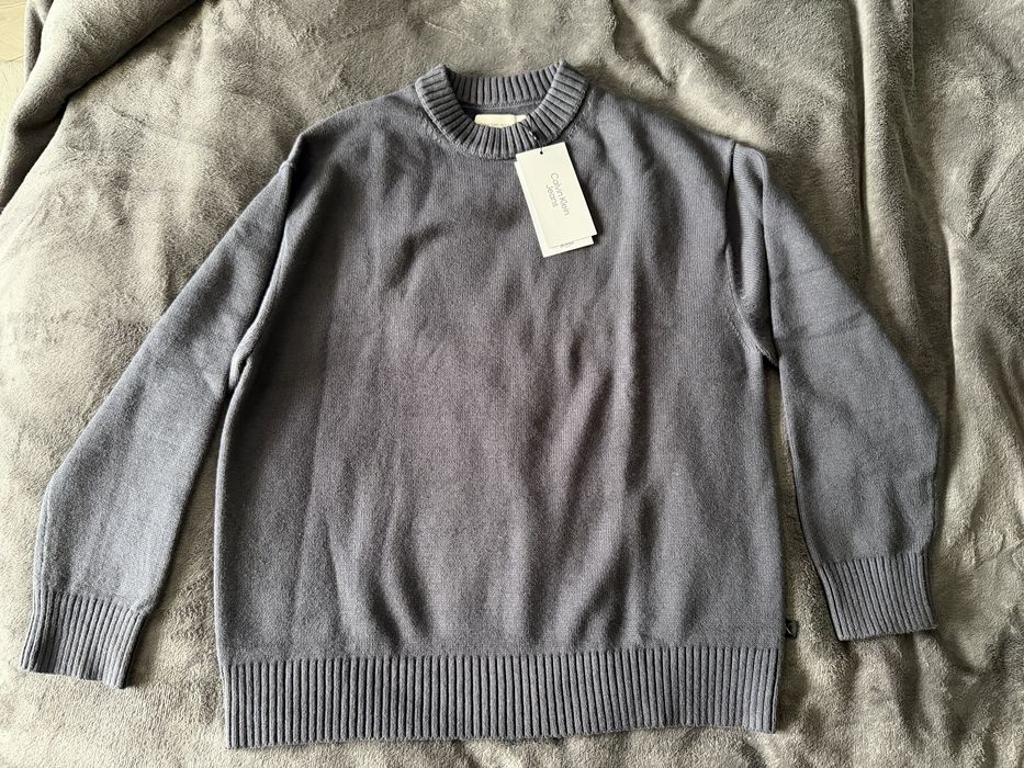 Calvin Klein Jeans pulovar bumbac lana bleumarin marimea M nou