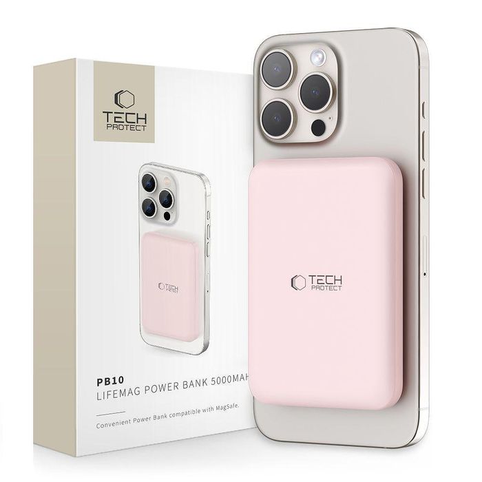 Батерия tech - protect lifemag magsafe power bank 5000mah розова