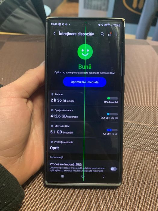 Samsung Note 20 Ultra 512 cu o linie subțire pe ecran impecabil