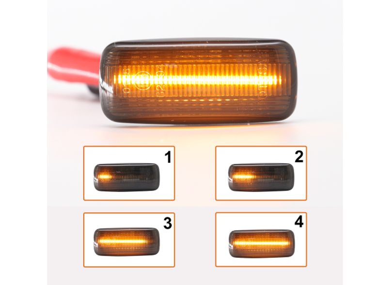 Set lampa semnalizare laterala Audi A2 (8Z), 01.2000-12.2005; A3 (8L), 01.2000-04.2003; A4 (B5/B6), 01.1999-2004; A6 (C5), 05.1997-2005; A8 (D2), 1999-2002; TT (8N), 10.1998-05.2006, dynamic indicator; LED; fumuriu; Tuning