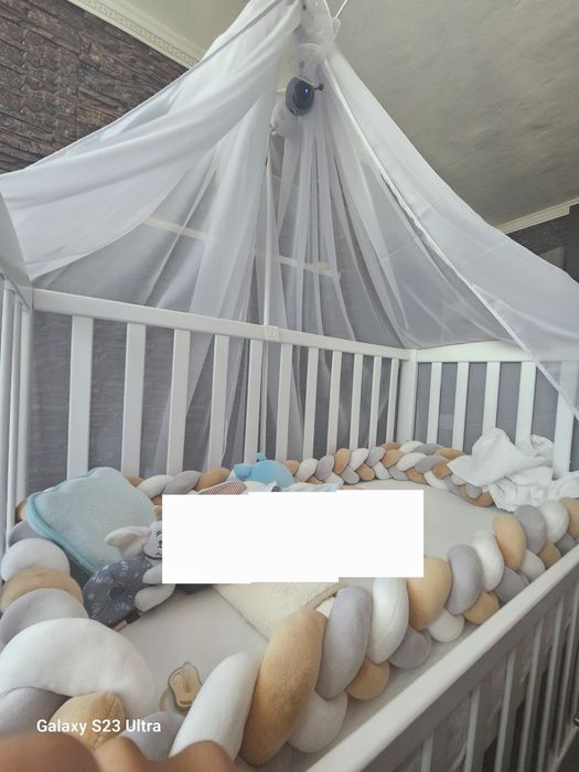 Pat lemn masiv fag bebelusi+saltea din cocos integrala 12cm  ,camera