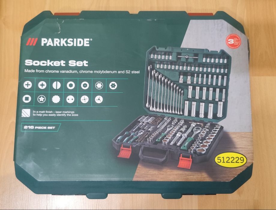 Чисто нов комплект 216 части Parkside гедоре