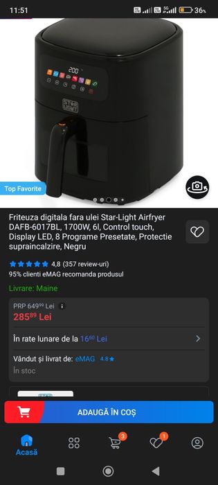 OFERTA Airfryer Star-Light