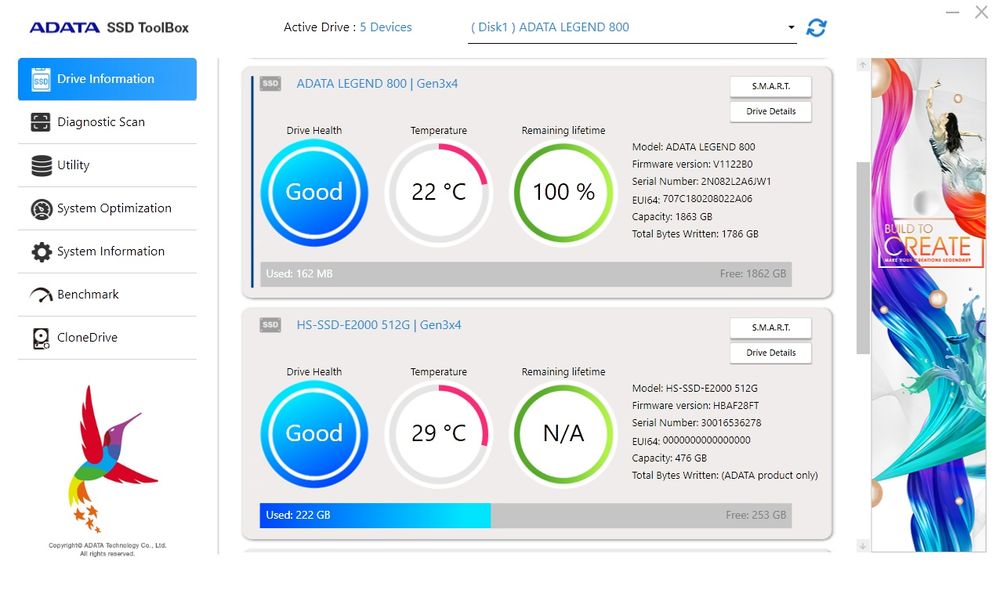 SSD NVME M.2 ADATA Legend 800 2TB 100% Life