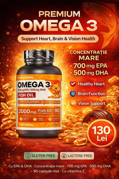 Omega 3 premium 2000 mg concentrație ridicata de EPA si DHA