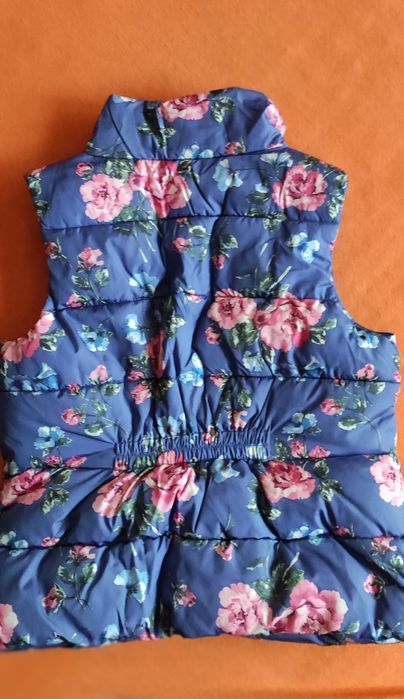 Син елек на цветя, грейка с подплата на точки на Next за 7-8 г