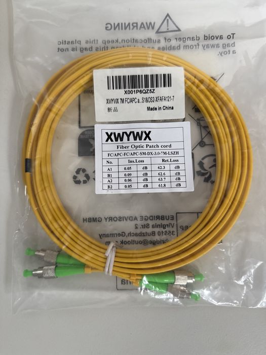 Cablu Patch Fibra Optica 7m XWYWX SM SX/DX LSZH 3.0mm / SC ST LC FC