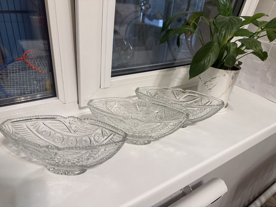 Хрустальные конфетницы  вазы набор 3 шт