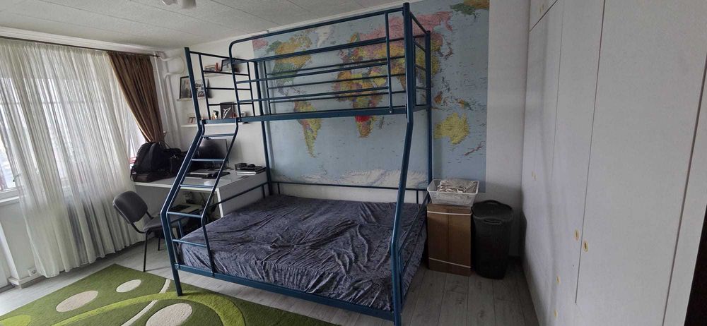 Vand Pat Metalic supra etajat cu protectie pentru copii si adulti 3 persoane