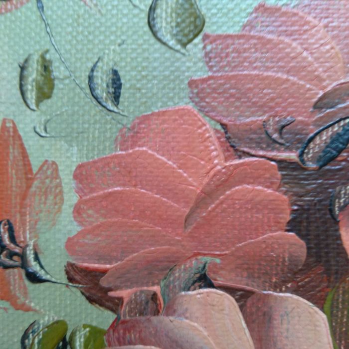 Картина, букет цветя, красива старинна рамка.