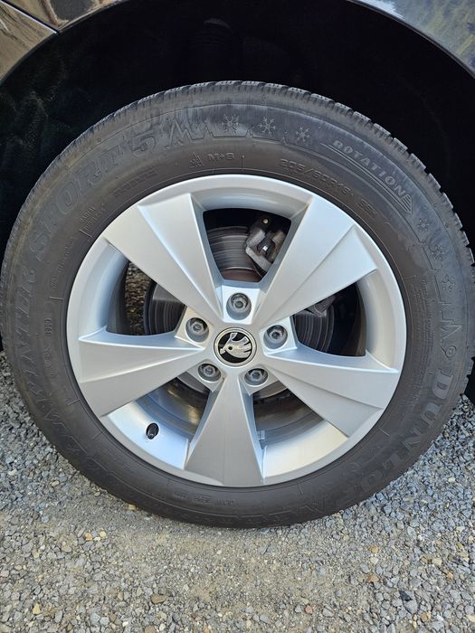 Set Jante Aliaj Originale Skoda Ilias R16 (5x112) + Anvelope Iarnă Dunlop 205/60 R16