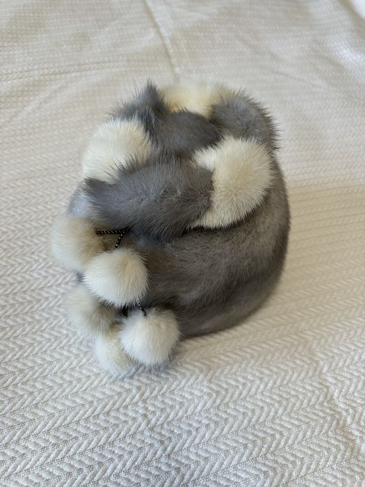 Шапка норковая серая