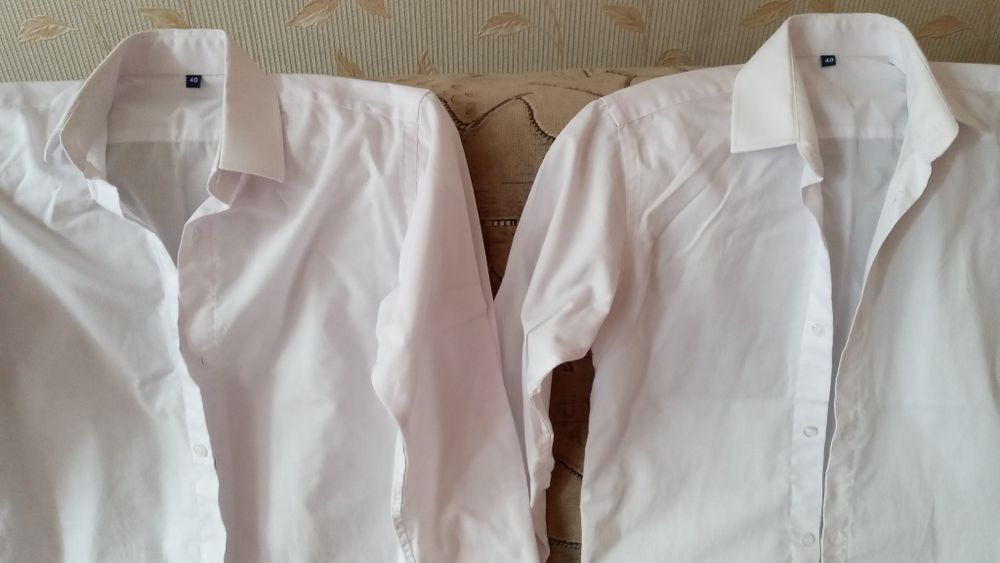 Белые рубашки для мальчика школьника, размер 40.