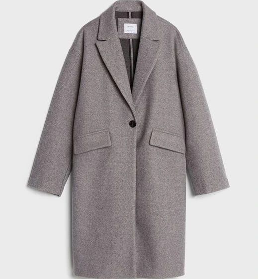 Дамско сиво палто Bershka