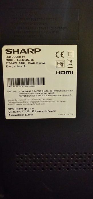 Продавам LCD TV Sharp LC-40LD270E
