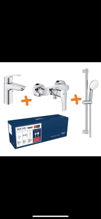 Baterie duș Grohe+ robinet lavoar+ pară duș
