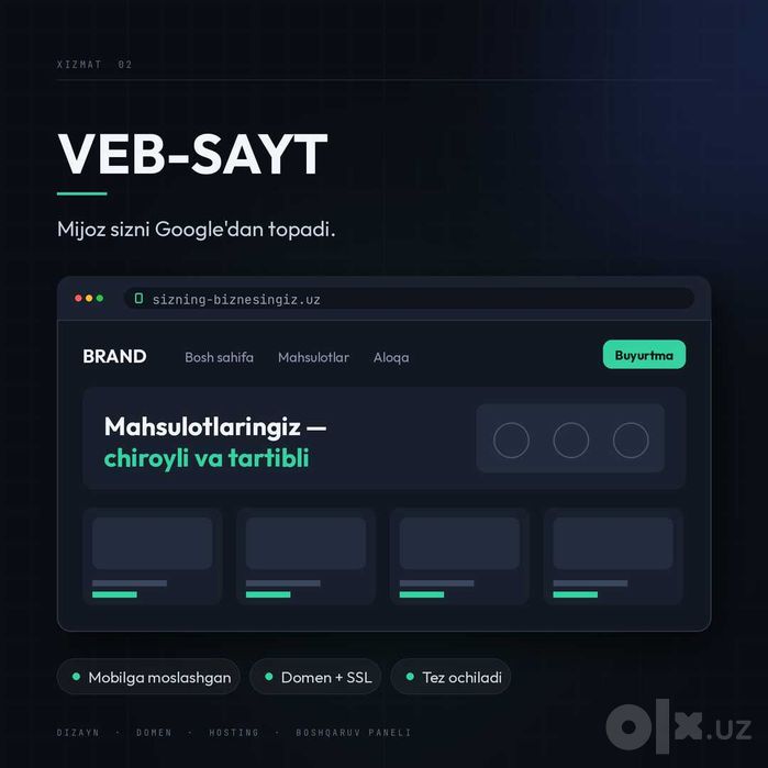 Biznes uchun sayt, Telegram bot va AI avtomatlashtirish