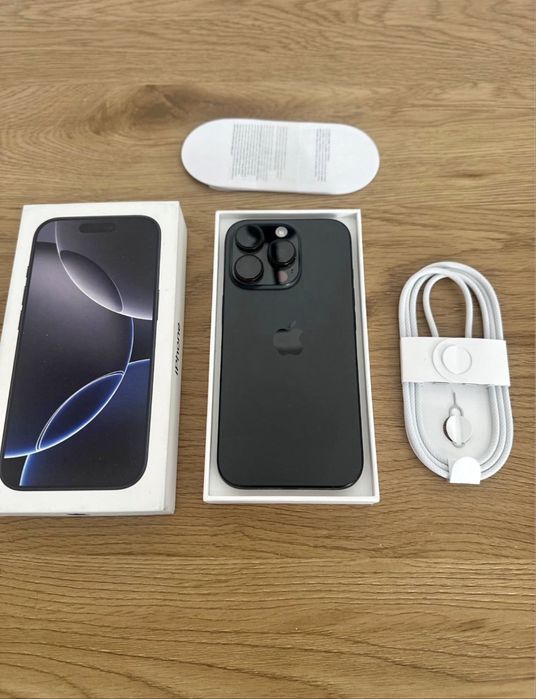 iPhone 16 Pro Black Titanium 128GB, Baterie 100%, FullBox