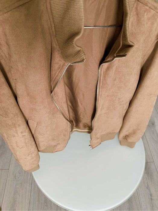 Geacă bărbați ZARA catifelată, M, maro camel, NOUĂ, Premium