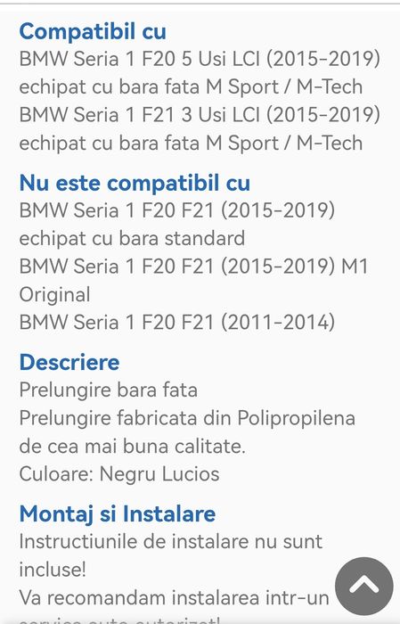 Lip bara fata BMW F20