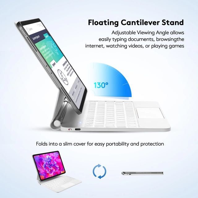 Husa tastatura iPad Air 10.9 / Pro 11 cu trackpad, iluminata