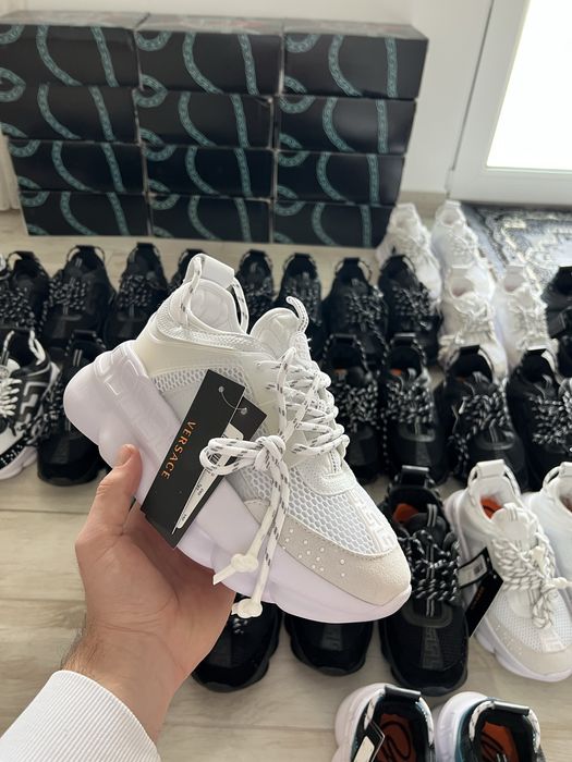 Adidasi Versace Chain Reaction Noi Negru Alb