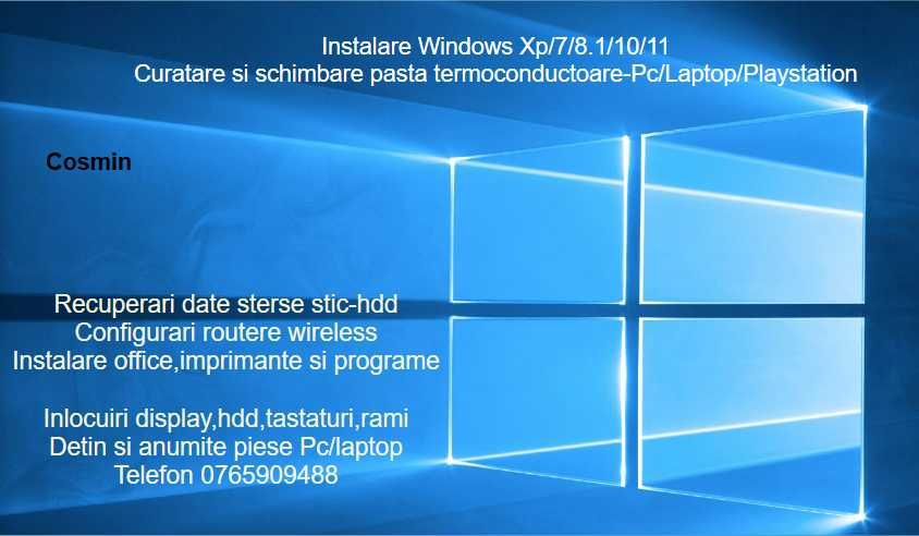Instalez Windows 10,8.1,7,Xp in Timisoara-50 de lei