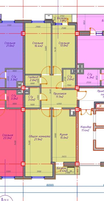 ЖК Город - 3 комнатный 96м2 Каробка - Паркентский рынок
