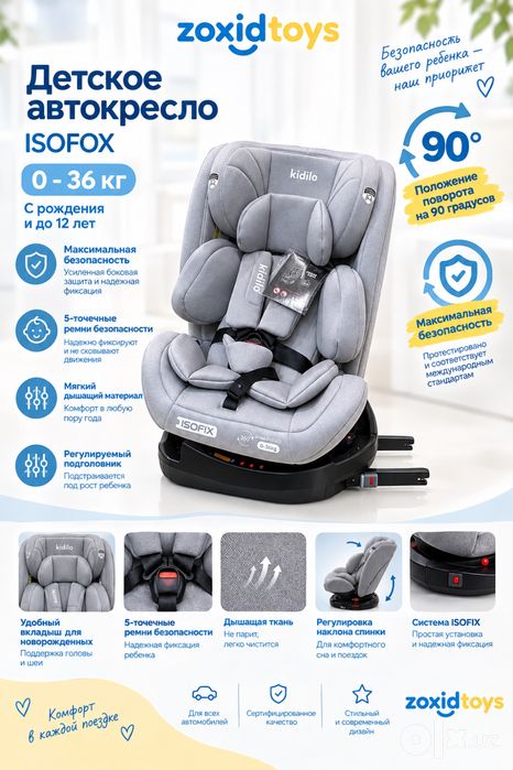 Avtokreslo ISOFIX 0-36kg KIDILO