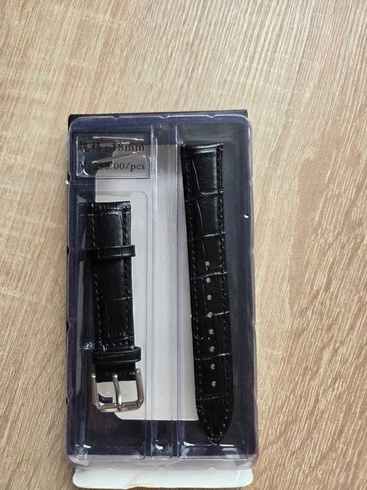 Curea ceas din piele naturală, latime 18 mm, negru