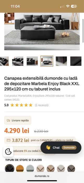 Canapea extensibila Dumonde + taburet (se face coltar)