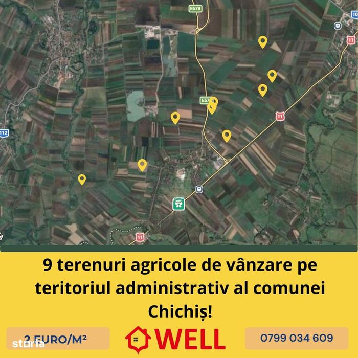 9 terenuri de vânzare pe teritoriul administrativ al comunei Chichiș!