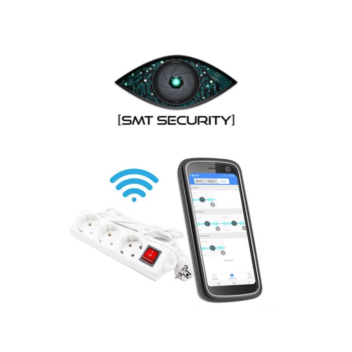 Microfon Spion si Reportofon Spion in Prelungitor 220V Clasic cu Buton – 3 Intrari 3m – Aplicatie iOS / Android SMT SECURITY