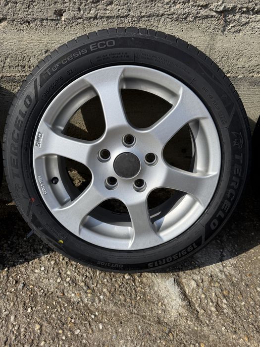 Jante aliaj CMS 5x112 r15 cu cauciucuri noi de vara